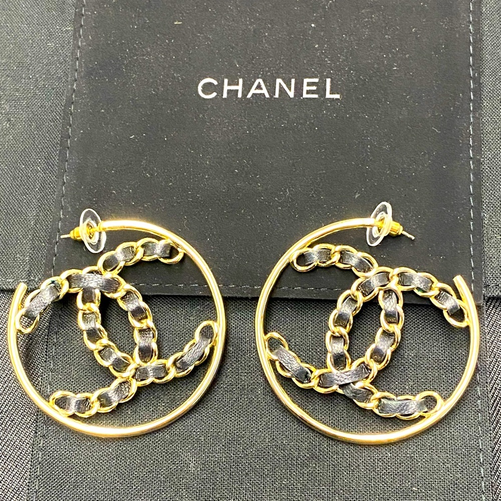 Authentic CHANEL CC Hoop Earrings